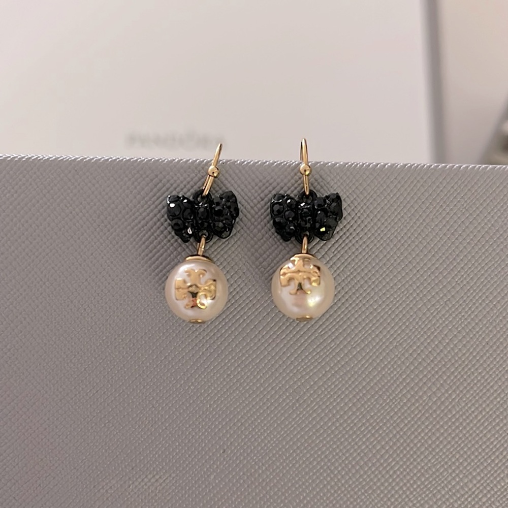 Tory Burch bow pearl earrings